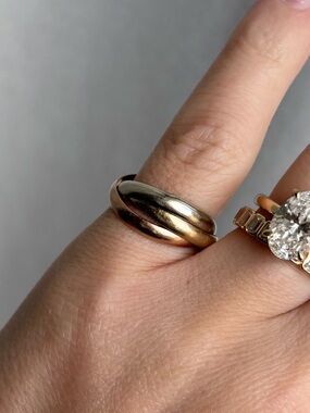 14k Solid Gold Tri Color Rolling Ring Size 5 Vintage